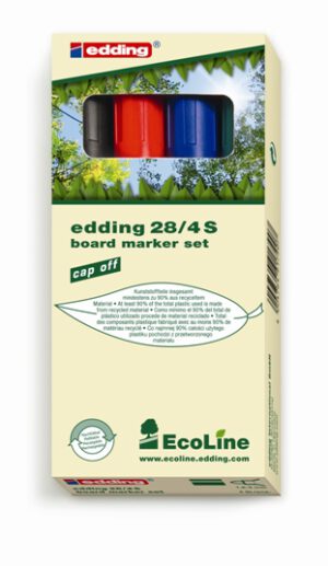 Marcador pizarra blanca edding 28 ecoline, punta ojival, 4 colores