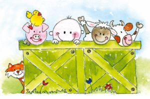 Tarjeta & Sobre "Niño & Animales Granja"