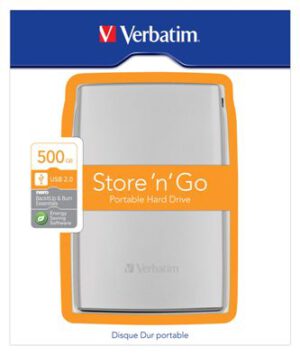 Disco duro portátil "Verbatim" USB 2.0, 500 GB (plata)