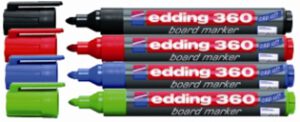 Marcador pizarra blanca "edding 360" punta ojival, 4 colores