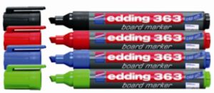 Marcador pizarra blanca "edding 363" punta biselada, 4 colores