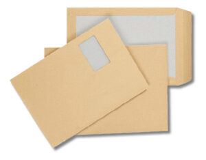 Bolsas dorso de cartón, 229x324mm (C4) ventana izquierda 125 ud.