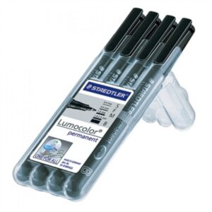 Rotuladores permanentes “Lumocolor“ extrafino - ancho, negro [4 ud.]
