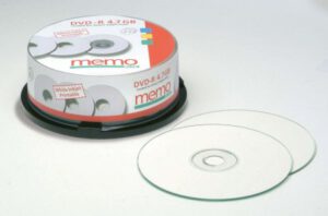 DVD+R imprimible "memo" en tarrina, 25 ud.