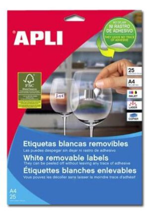 Etiquetas removibles FSC "APLI" 35,6x16,9mm, cantos romos
